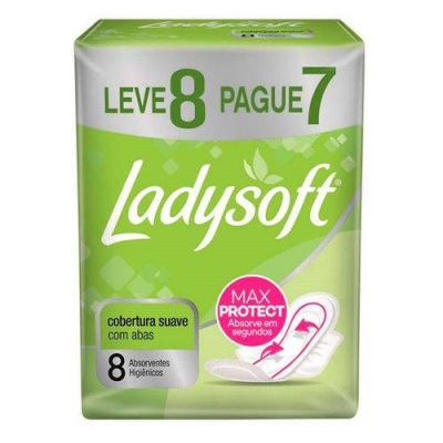 ABSORVENTE LADYSOFT SUAVE C/ ABAS 8 UNIDADES