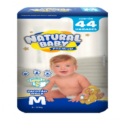 FRALDA DESCARTÁVEL NATURAL BABY PREMIUM M 44 UNIDADES