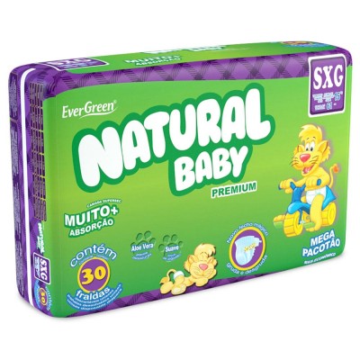 FRALDA NATURAL BABY PREMIUM MEGA SXG 30 UNIDADES