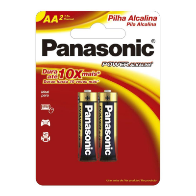 PILHA PANASONIC ALCALINA AA 2 UNIDADES