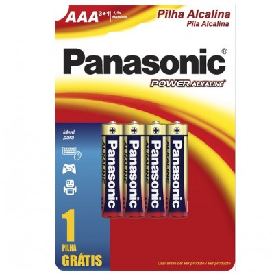 PILHA PANASONIC ALKALINA PALITO LEVE 4 PAGUE 3 UN