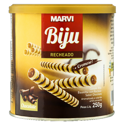 CANUDO RECHEADO MARVI BIJU CHOCOLATE 250G