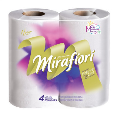 PAPEL HIGIÊNICO MIRAFIORI FOLHA DUPLA 4 ROLOS 30M