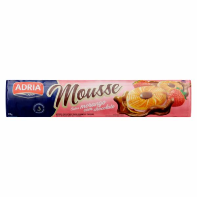 BISCOITO RECHEADO ADRIA MOUSSE MORANGO 130G