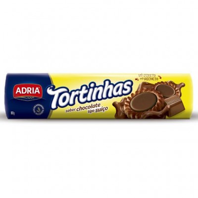 BISCOITO ADRIA TORTINHAS CHOCOLATE TIPO SUIÇO 140GR