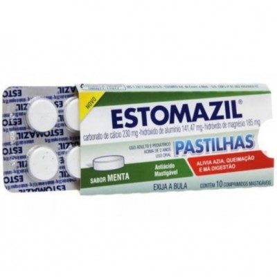 ESTOMAZIL MENTA 10 PASTILHAS MASTIGÁVEIS