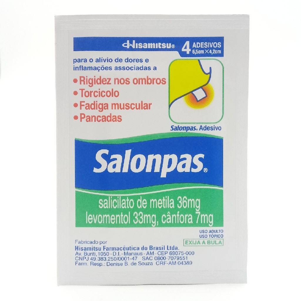 SALONPAS EMPLASTRO PEQUENO COM 4 ADESIVOS