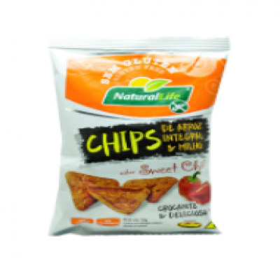 CHIPS ARROZ INTEGRAL E MILHO NATURAL LIFE SWEET CHILI S/ GLÚTEN 70G