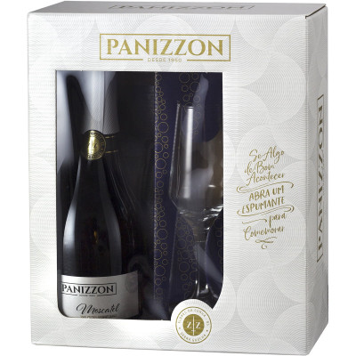 KIT ESPUMANTE PANIZZON MOSCATEL 750 ML + 2 TAÇAS