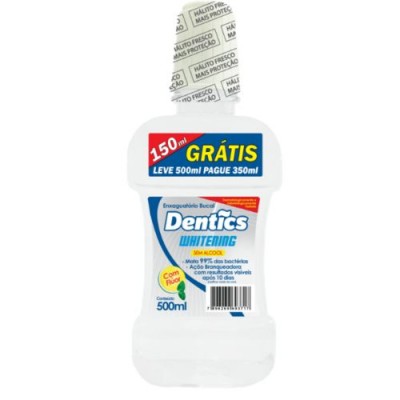 ENXAGUANTE BUCAL ANTISSÉPTICO DENTICS BRANQUEADOR LEVE 500ML PAGUE 350ML