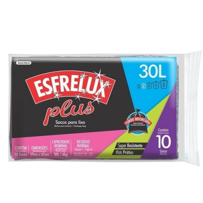 SACO PARA LIXO ESFRELUX PLUS 30L 10 UN