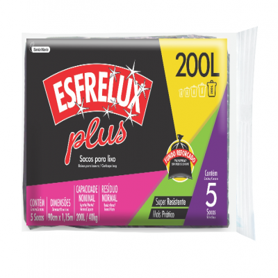 SACO PARA LIXO ESFRELUX PLUS 200L 5 UN