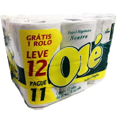 PAPEL HIGIÊNICO OLÉ FOLHA DUPLA PG11 LV12