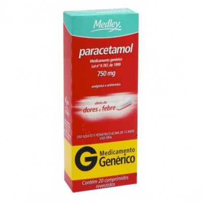 PARACETAMOL 750MG GENÉRICO MEDLEY 20 COMPRIMIDOS