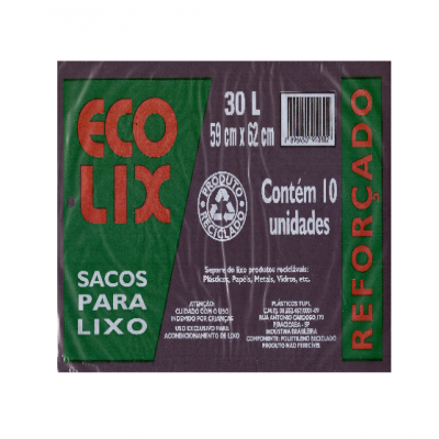 SACO PARA LIXO ECO LIX 30L 10 UN