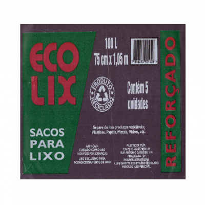 SACO PARA LIXO ECO LIX 100L 5 UN