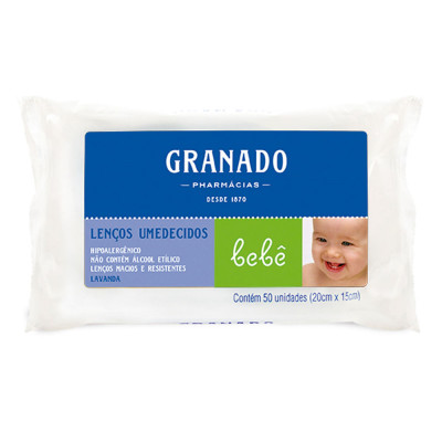 LENÇO UMEDECIDO GRANADO BEBÊLAVANDA 50 UNIDADES