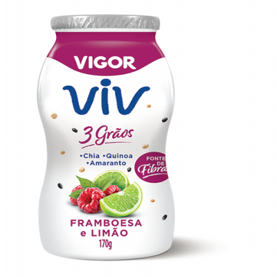 IOGURTE VIGOR VIV 3 GRAOS FRAMBOESA LIMÃO 170 GRAMAS