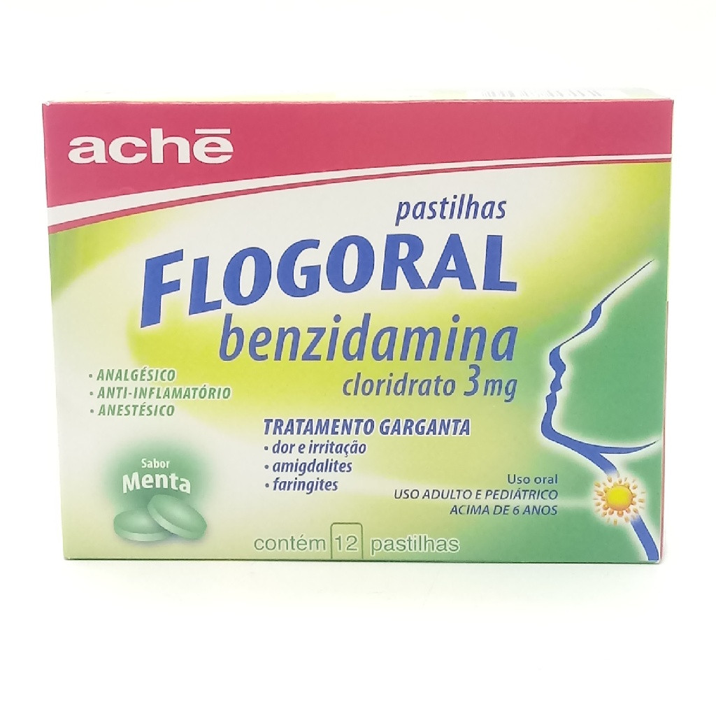 FLOGORAL 12 PASTILHAS SABOR MENTA ACHÉ