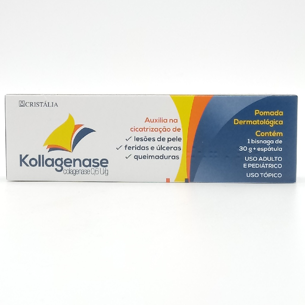 KOLLAGENASE 0,6 U/G POMADA DERMAOLÓGICA CRISTÁLIA 30 GRAMAS + ESPÁTULA