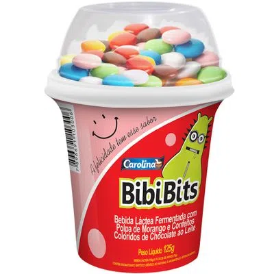 IOGURTE CAROLINA BIBI BITS MORANGO COM CONFEITOS 125G