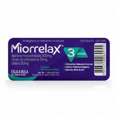 MIORRELAX 300+50+35MG BRAINFARMA 10 COMPRIMIDOS