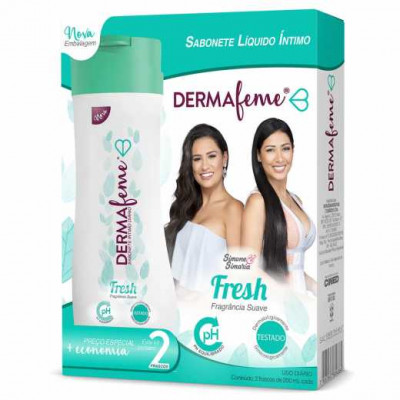 KIT DERMAFEME FRESH COM 2 SABONETES LÍQUIDO ÍNTMO 200ML