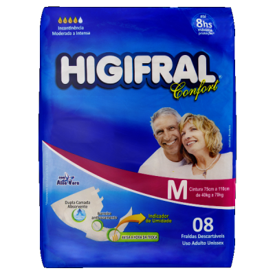 FRALDA HIGIFRAL CONFORT M 8 UNIDADES