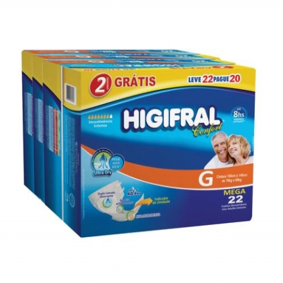 FRALDA HIGIFRAL CONFORT G 22 UNIDADES