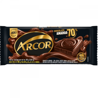 CHOCOLATE ARCOR AMARGO 70% 80 GRAMAS