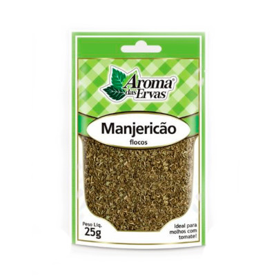 TEMPERO MANJERICÃO EM FLOCOS AROMA DAS ERVAS 25 GRAMAS