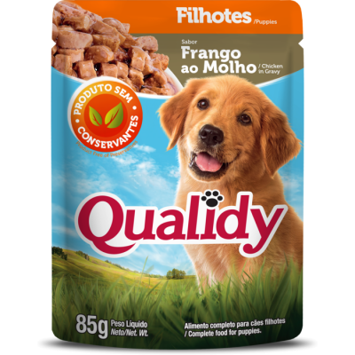 RAÇÃO ÚMIDA QUALIDY DOG FILHOTES FRANGO AO MOLHO 85G