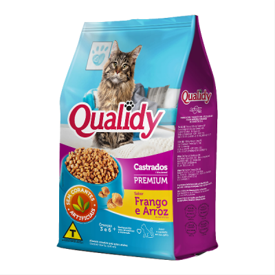 RAÇÃO QUALIDY CAT PREMIUM FRANGO E ARROZ 500G