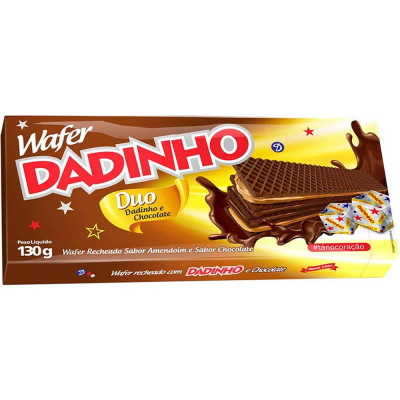 WAFER DADINHO DUO SABOR AMENDOIM E SABOR CHOCOLATE 130 GRAMAS