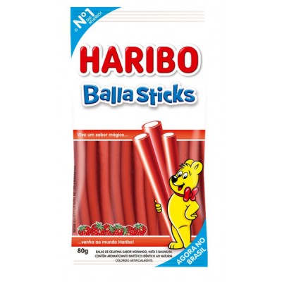 BALA HARIBO STICKS MORANGO 80G