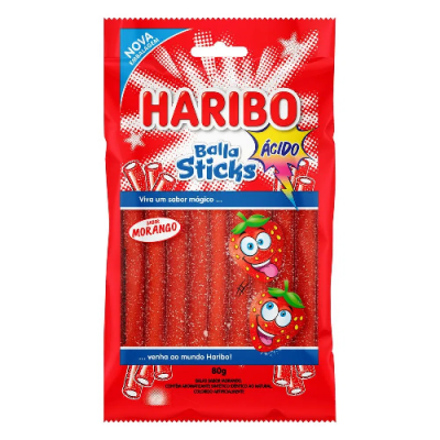 BALA DE GELATINA HARIBO STICKS ACIDO 80G