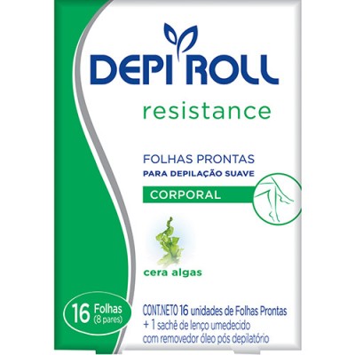 FOLHAS PRONTAS PARA DEPILÇÃO CORPORAL DEPI ROLL REESISTENCE ALGAS 16 FOLHAS