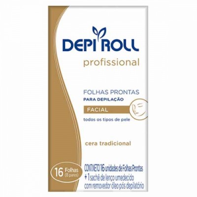 FOLHAS PRONTAS PARA DEPILAÇÃO FACIAL DEPI ROLL CERA TRADICIONAL 16 UNIDADES