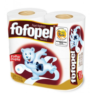 PAPEL HIGIÊNICO FOFOPEL NEUTRO FOLHA DUPLA 30M 4 ROLOS