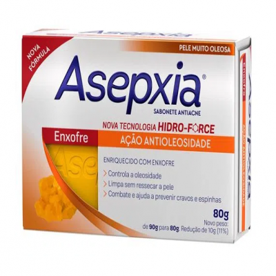 SABONETE ASEPXIA ANTIACNE ENXOFRE AÇÃO ANTIOLEOSIDADE 80 GRAMAS