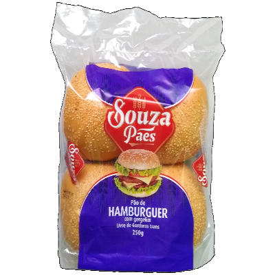 PÃO DE HAMBÚRGUER SOUZA PÃES GERGELIM 250G