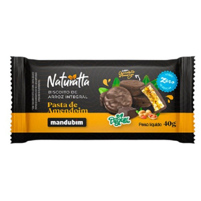 BISCOITO DE ARROZ INTEGRAL PASTA DE AMENDOIM COM CHOCOLATE AMARGO 40 GRAMAS