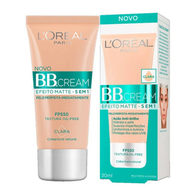 BB CREAM L'ORÉAL EFEITO MATTE 5 EM 1 OIL FREE PELE CLARA FPS 50 COM 30ML