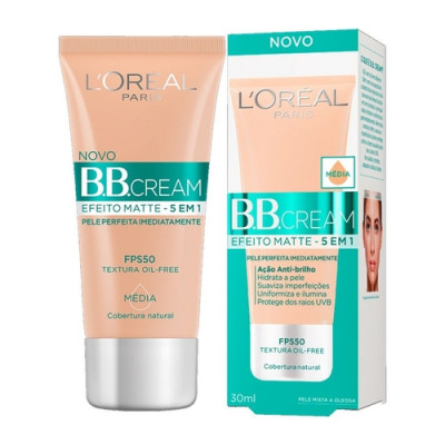 BB CREAM L'ORÉAL 5 EM 1 FPS50 EFEITO MATTE COR MÉDIA COM 30ML