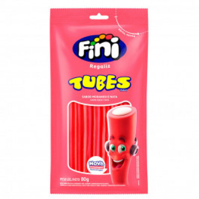 FINI REGALIZ TUBES MORANGO E NATA 80 GRAMAS