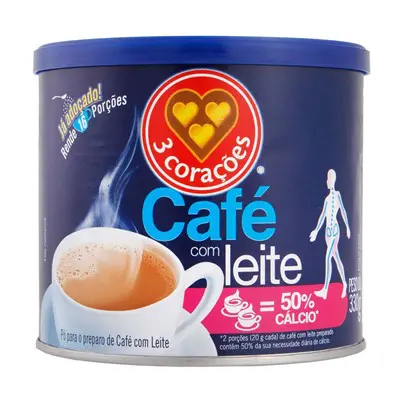 CAFÉ 3 CORAÇÕES COM LEITE 330G