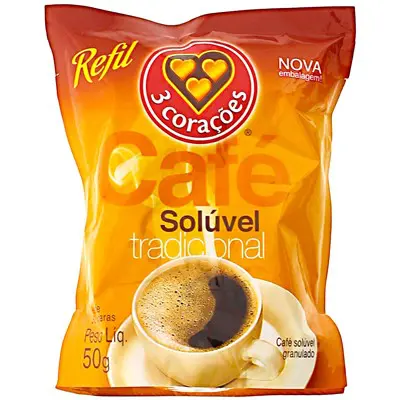 CAFÉ 3 CORAÇÕES SOLÚVEL TRADICIONAL SACHÊ 50 G