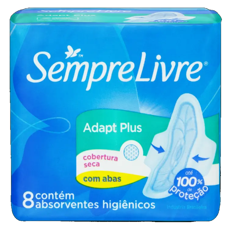 ABSORVENTE SEMPRE LIVRE ADAPT PLUS SECA C/ ABAS 8 UNIDADES