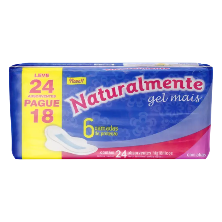 ABSORVENTE NATURALMENTE GEL MAIS COM ABAS 24 UN