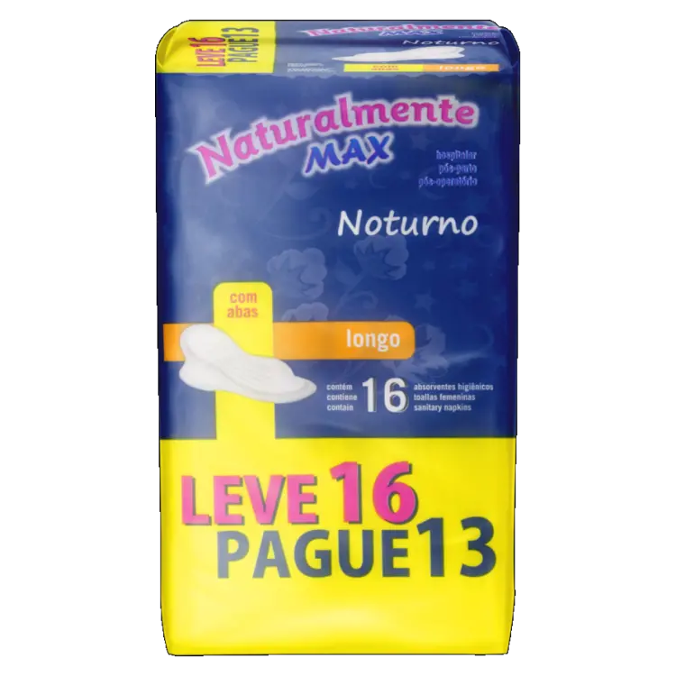 ABSORVENTE NATURALMENTE MAX NOTURNO COM ABAS 16 UN